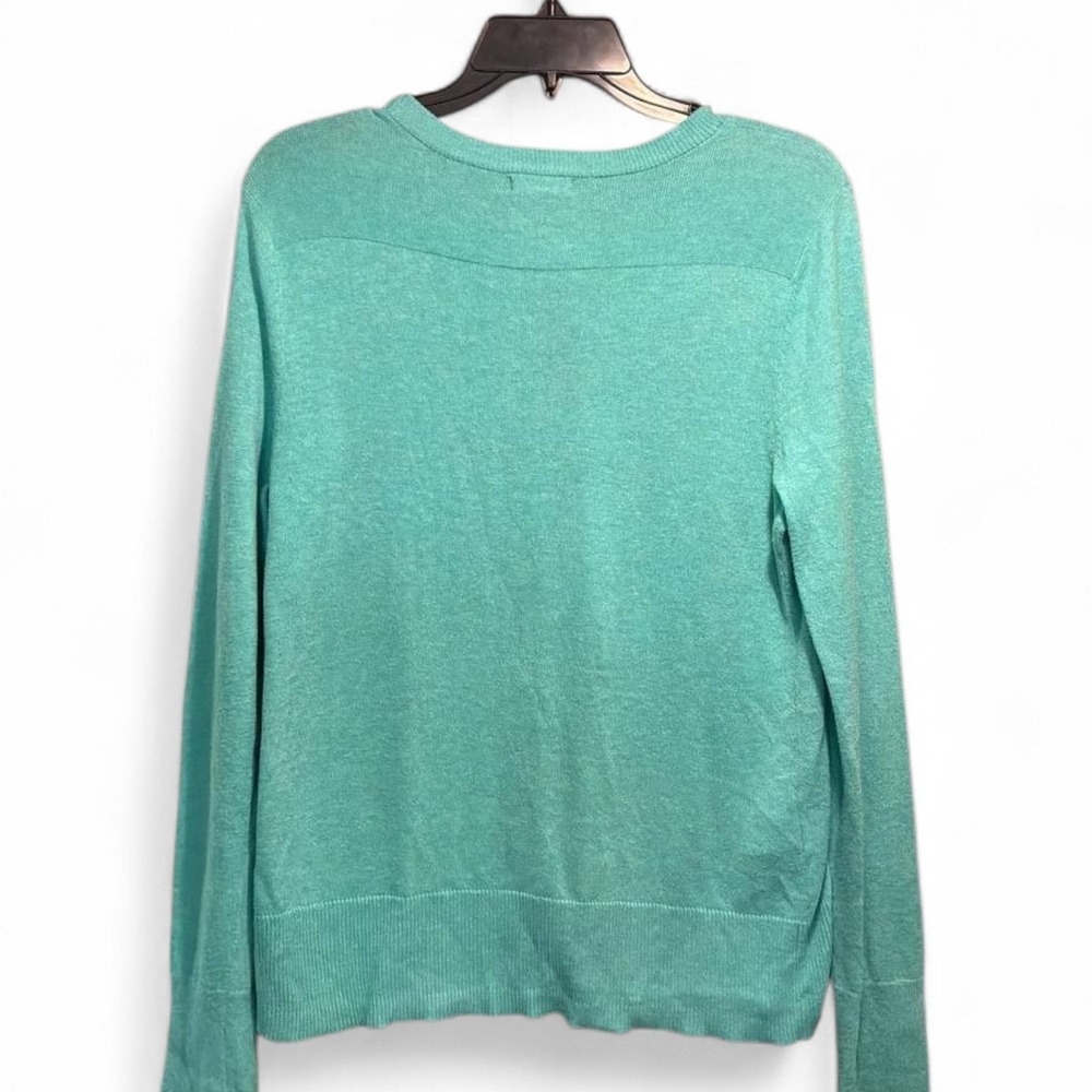 Eddie Bauer Womens Small Turquoise Cardigan Sweater Spring Cotton Blend Soft - Picture 2 of 6